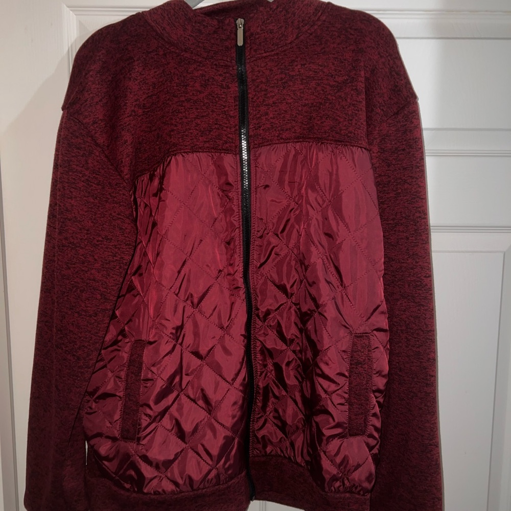 & Other Stories Quilted Two-Tone Burgundy Zip Jacket